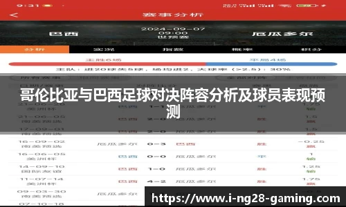 哥伦比亚与巴西足球对决阵容分析及球员表现预测